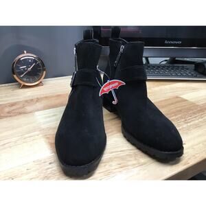 Blondo Susan Booties Women's 6 Black Suede Waterproof Side Zip Ankle Boots